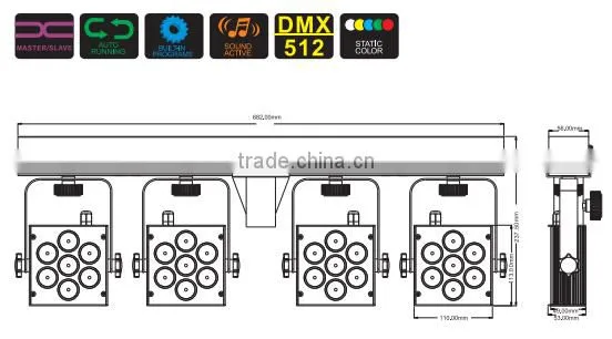 T-bar/Stand/Carrying Bag/Footswitch 4 Par System RGB 28x3W LED Stage Light photo-3