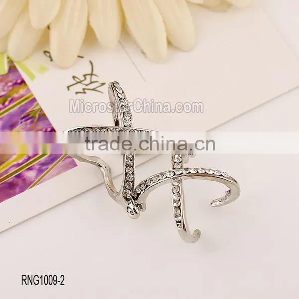 2016 Fshion Hollow Double Cross Diamond Gold and Silver Unique Friendship Rings photo-3