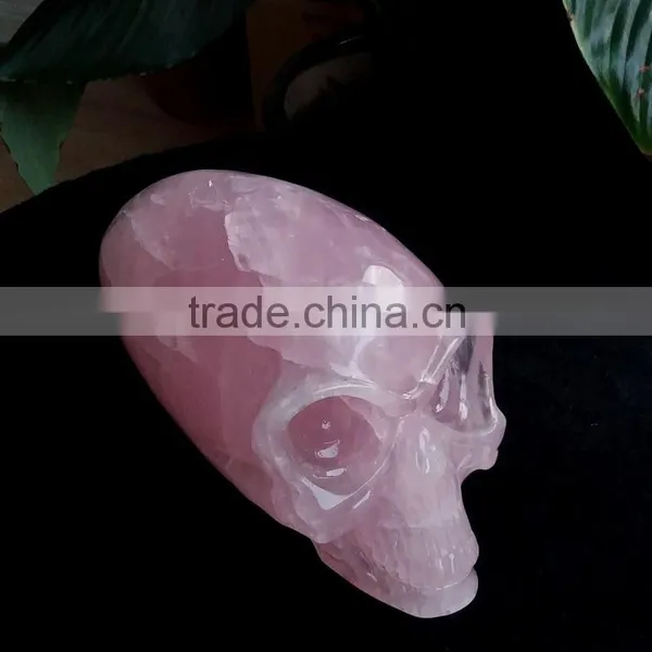 Large Natural Rose Quartz Crystal Alien Skull for Wholesale photo-3