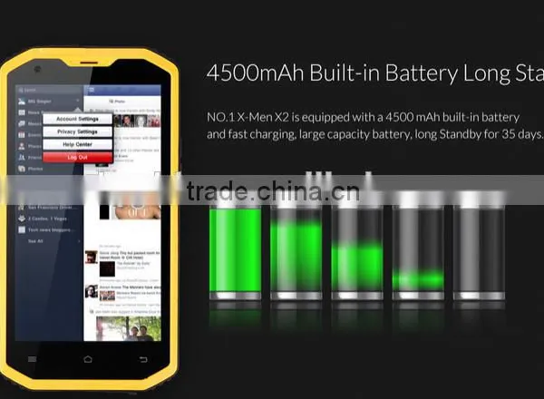 5.5 Inch IP68 Android Mobile Phone Hot Sell NO.1 X2 With 4G LTE Qualcomm MSM8916 and Android 4.4 OS photo-3