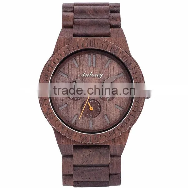 Man Wooden Watch Skin Gray Wooden Case Even Strap / Japan's Six-Pin With A Calendar Movement photo-2