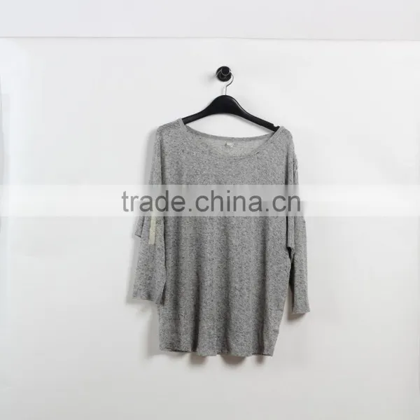 O-neck Softextile T-shirt Ladies t Shirt Oem Custom Shirt Dark Grey Plus Size Cheap Price