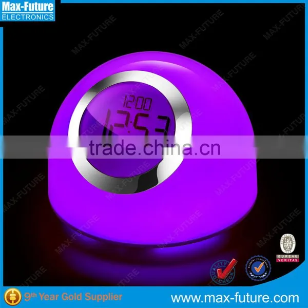 Glass Case Touch Control Glowing LED Color Change Digital Alarm Clock With Snooze Function photo-5