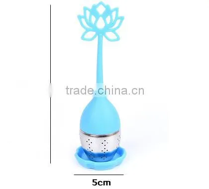 HQ Silicone & Stainless Steel Lotus Design Flower Infuser Tea Strainer photo-2