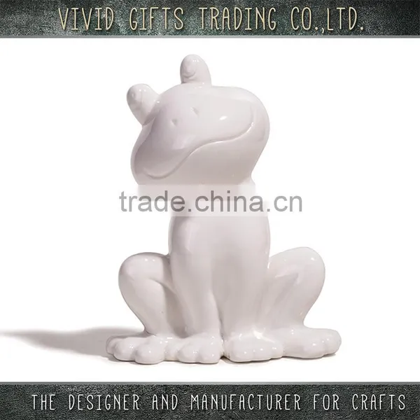 Porcelain and Ceramic Cute Sitting Frog Garden Decoration photo-2