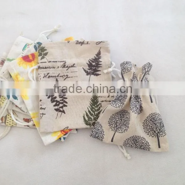 Small Mini Linen Drawstring Bags With Customerized Design photo-2