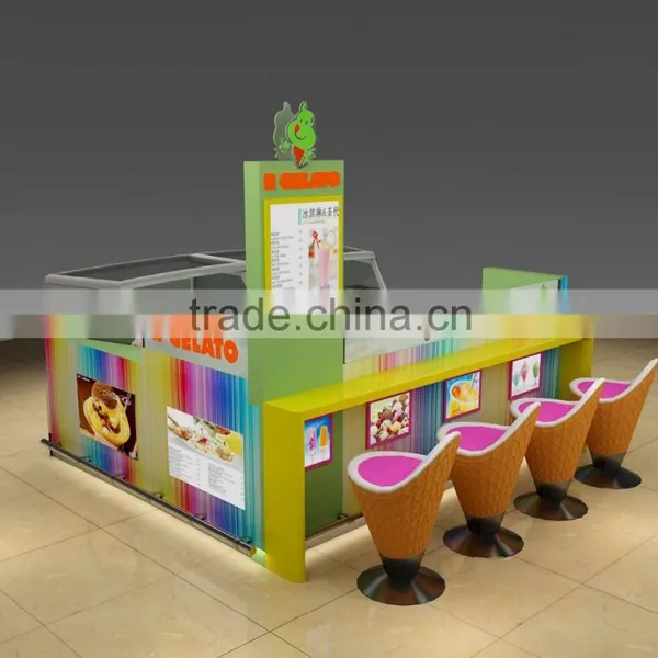 High Quality Customized Frozen Yogurt Kiosk Shop Design /3d Ice Cream Kiosk Design in Mall for Sale photo-3