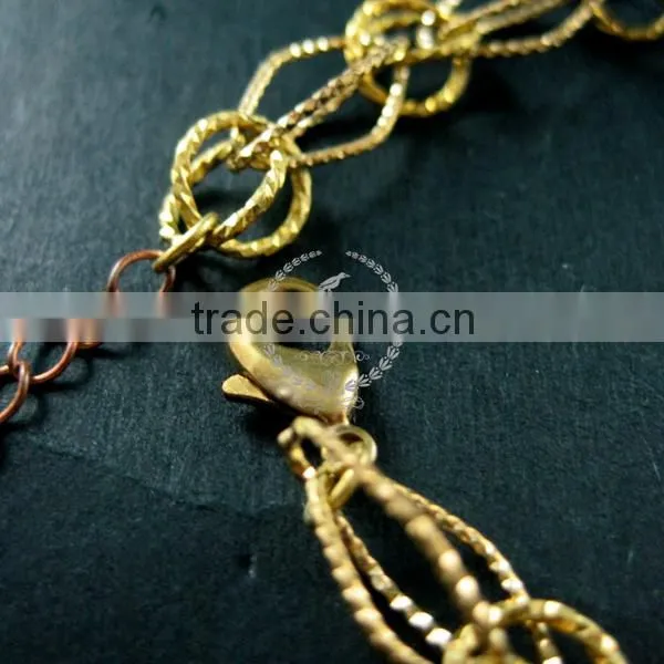 19cm Raw Brass Faceted Rhombic Link Fashion DIY Bracelet Supplies 1900083 photo-2