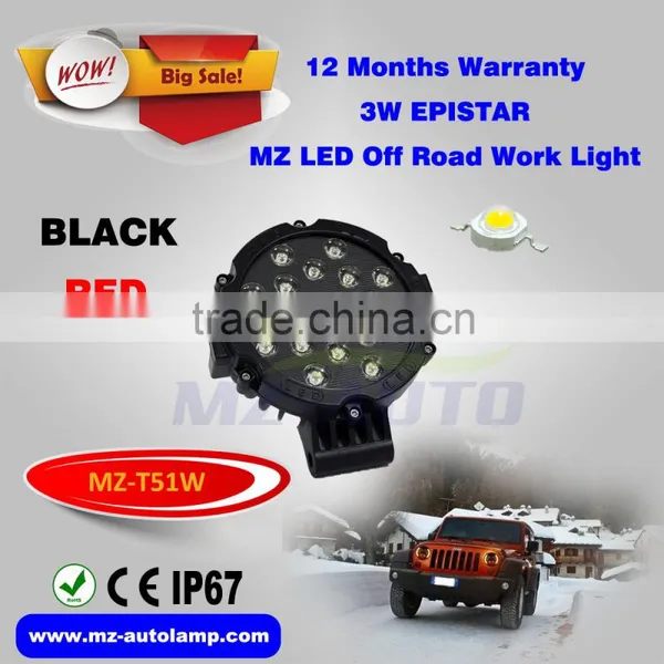 MZ T51W LED Work Light Off Road Light 7 Inch Round 4x4 EPISTAR Black Red JEEP Led Lighting China Factory Outdoor LED Headlights