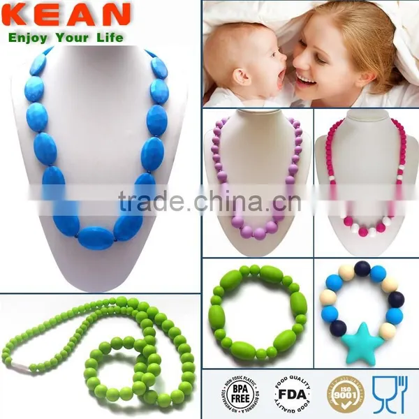 Silicone Teething Jewelry Mami Use Necklaces Have a Breakaway Clasp Silicone Bead Teething photo-5