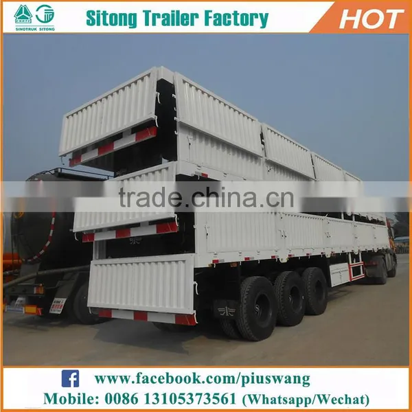 China Hot Sale 3 Axle Flatbed Highway Cargo Trailer Side Wall Utility 6x4 Sinotruk Tractor Truck photo-6