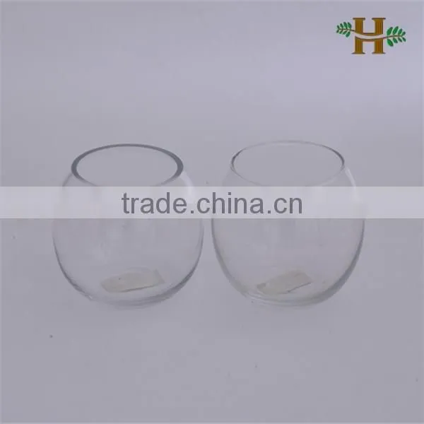Tabletop Decorative Round Black Glass Vase, Round Glass Fish Bowl photo-2