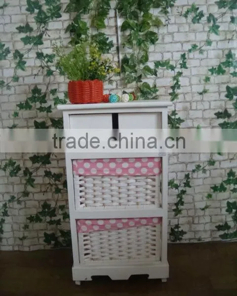 Bedside Cabinet Europe Style White Laundry Cabinet With Pink Drawers Cute Wooden White Wicker Cabinet photo-4