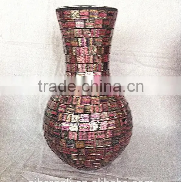 Color Mosaic Modern Flower Vase Tall Glass photo-4