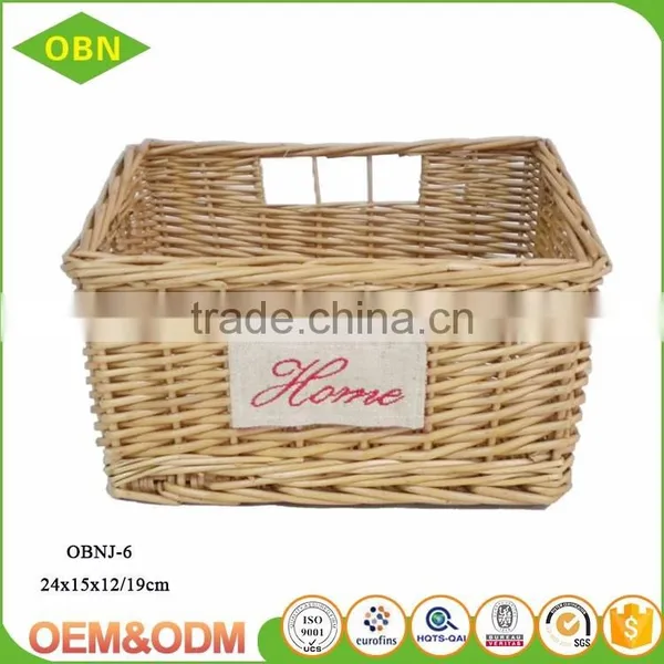 Wholesale Graceful Hand Weaved Flat Washable Poly Rattan Bread Willow Wicker Basket photo-4