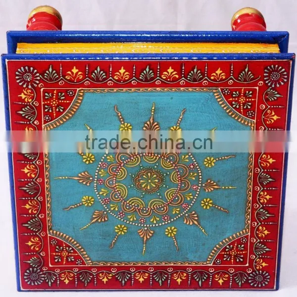 Indian Handcrafted Painted Wooden Bajot photo-3