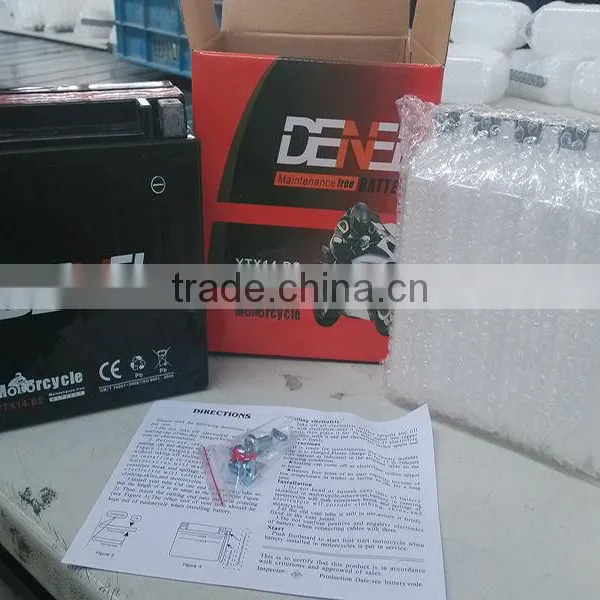 12V YTX14-BS Dry-charged Three Wheel Motorcycle Maintenance-free Three Wheel Motorcycle Battery photo-2