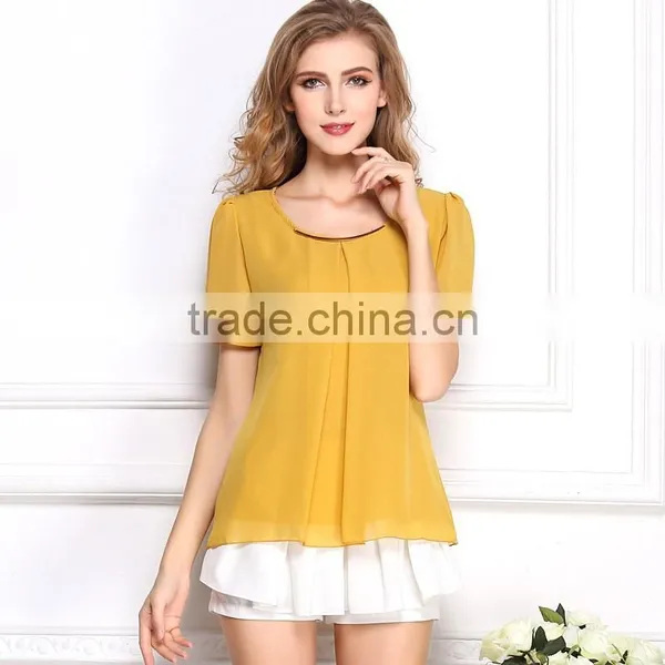 Latest Hot Sell European Summer Hot Sale Style Fashion Women Fancy Casual Lace Lady Shirts photo-5