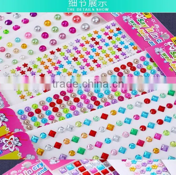 Colorful Love Heart Shape Self-adhesive Acrylic Rhinestone Sticker,Crystal Rhinestone Sticker photo-2
