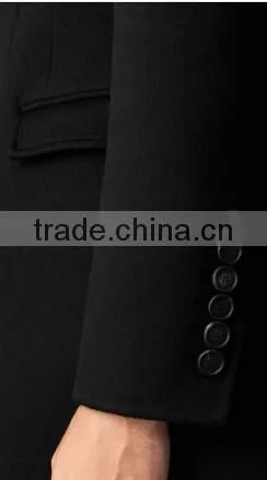 2014 Men Coat Double-Breasted Black Color Wool photo-2