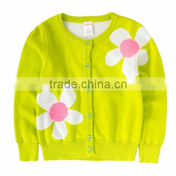 Latest Fancy Flowers Jacquard Girls Kids Knitting Cardigan Sweater photo-2