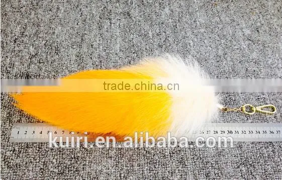 Colorful Fox Fur Keychains 100% Real Fox Fur Rehinstone Tail Bag Pendants Accessory photo-5