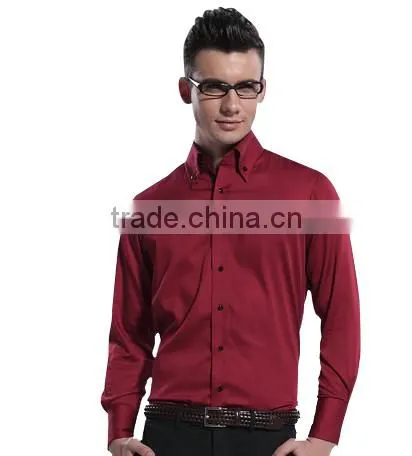 2017 Burgundy Button Down Collar Dress Wedding Tuxedo Shirt photo-2