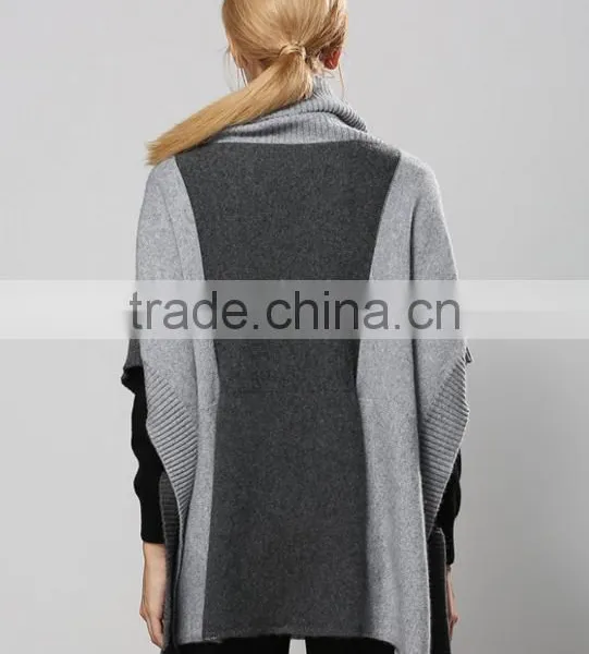 Womens Free Crochet Knit Turtleneck Sweater Pattern Poncho With High Quality photo-3