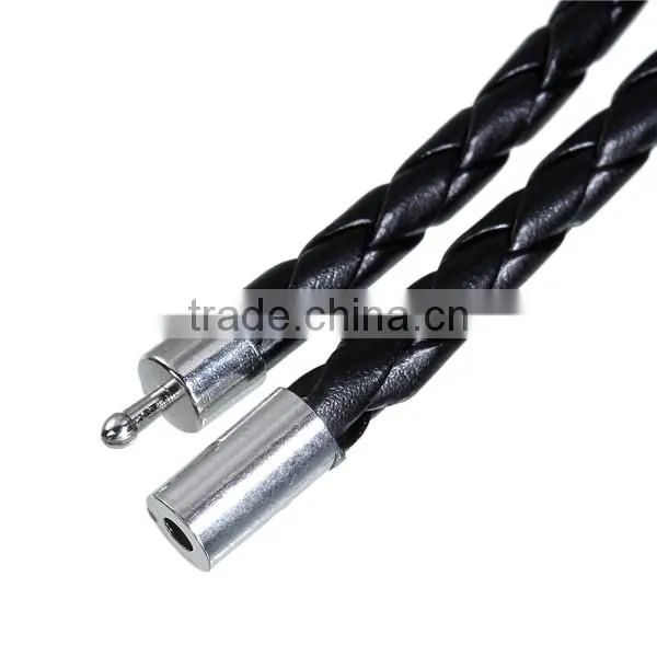 Black Braided Cord Magnetic Clasps Leather Football Bracelet Handmade Leather Bracelet photo-2