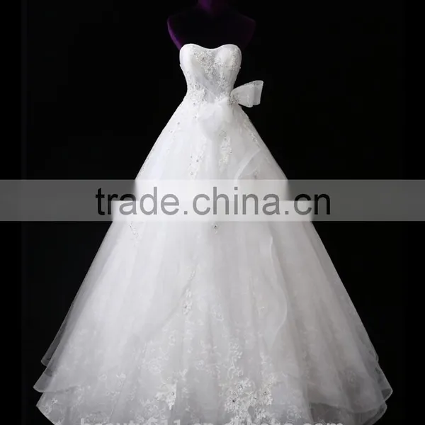 Hot Sale Embroidered A-Line Off-Shoulder Lace Wedding Dress F11701 photo-2