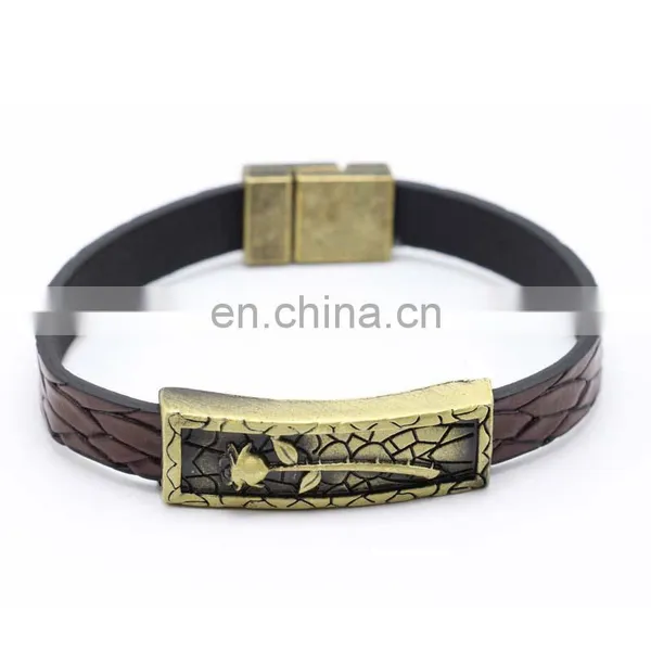 Stainless Steel and Black PU Leather Bangle Bracelets for Men 2017 photo-6