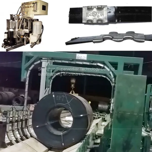 Seal Joint Type Automatic Steel Bundling Machine For Coil Through Eye Strapping