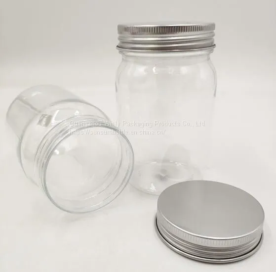 250ml Clear Wide Mouth Pet Plastic Jar With Silver Aluminum Cap