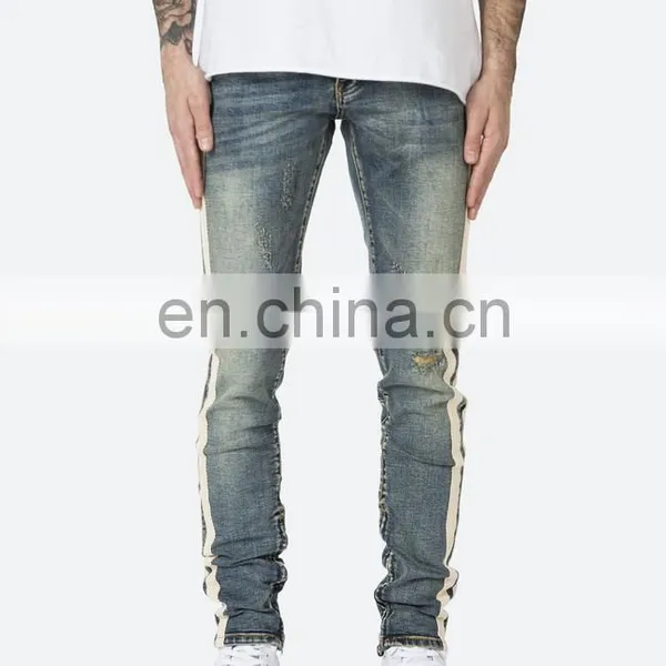 DiZNEW FABRICS CUSTOM WHITE SKINNY TRACK PANT JEANS FOR MEN photo-3