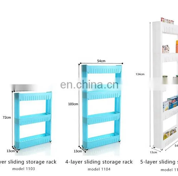 Amazon Hot Sale 3 Levels Slide Out Kitchen Storage 3 Tiers Organizer Kitchen Pantry Storage Plastic Storage Rack With Wheels photo-3