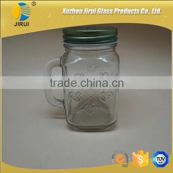 480ml Square Shape Chicken Design Clear Glass Maon Jar photo-3