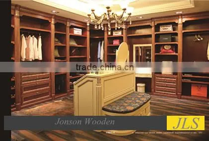 Customized Cherry/Teak/Oak/Mahogany Solid Wood Walk-in Wardrobe