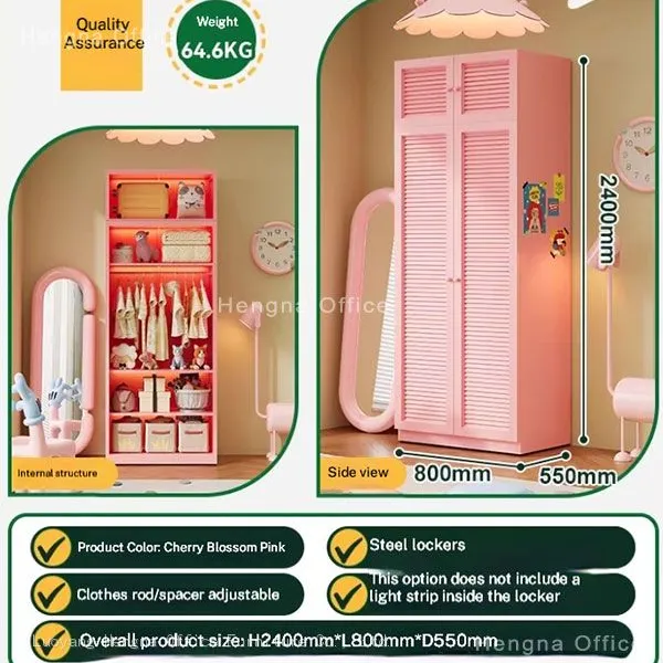 Modular Metal Closet Organizer for Seattle Urban Lofts, Custom Color Louvered Steel Wardrobe With Knock-down Easy Assembly Structure photo-2