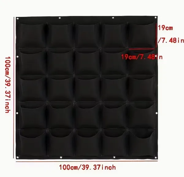 Vertical Hanging Garden Planter Multi-pocket Wall Mount Grow Bag for Indoor Outdoor Herb Flower Planting photo-3