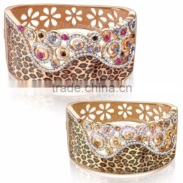 New Products 2016 Cuff Bracelet Leopard Design Crystal Gold Filled Buckle Bangle photo-2