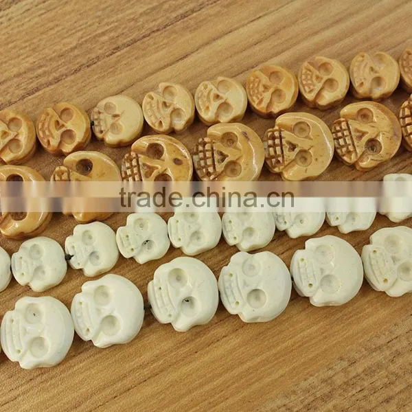 OB057 Drill top to bottom ,Ox Bone Hand Carved Bone Skull beads