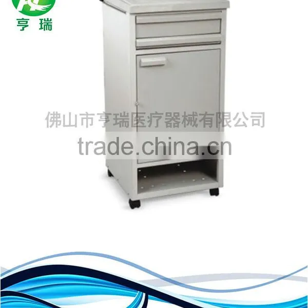 Hospital use metal bedside locker with castors