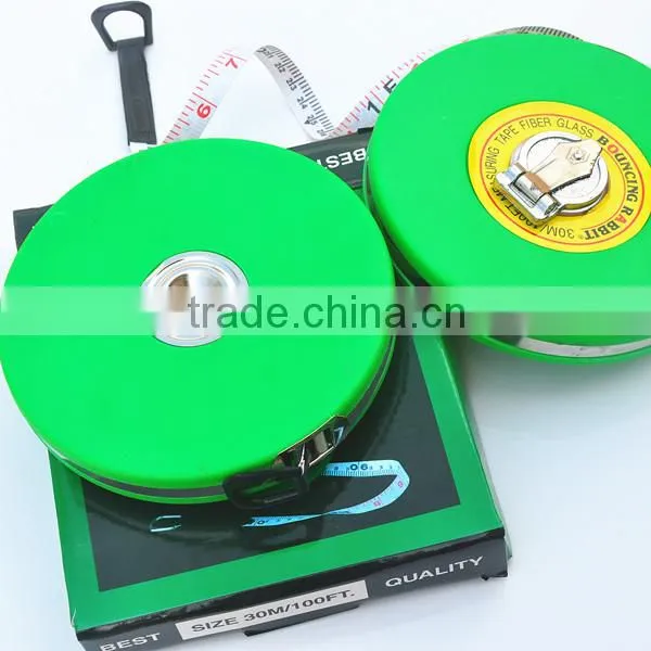 100FT Long Distance Professional Hand Tools Round PVC Fiberglass 30m Tape Measure With Your Logo Sticker photo-2