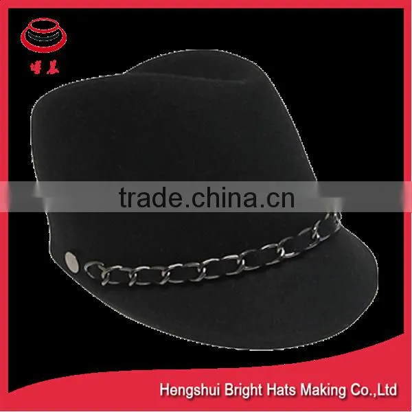 Plain Dyed Pattern and 100% Wool Material Riding Hat With Chain Brand photo-2