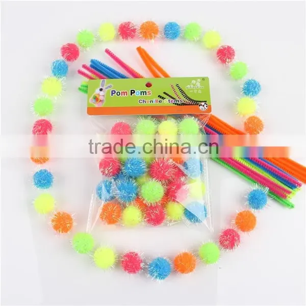 Factory Supply DIY Crafts Fluorescent Colors Pom Pom Toys for Kids or Wedding Party Decoration photo-6