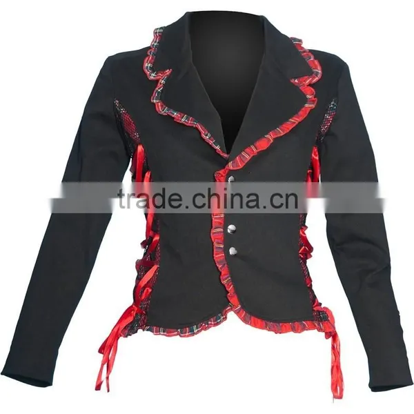Women's Punk Jacket With Tartan Trimming photo-2