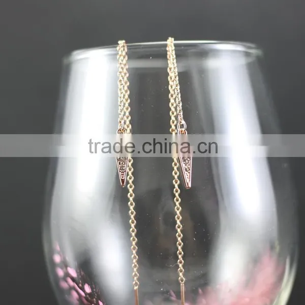 Dong Guan Manufacturer Kingman Fashion Fancy Gold Plating Self Piercing Drop Earrings Jewelry photo-2