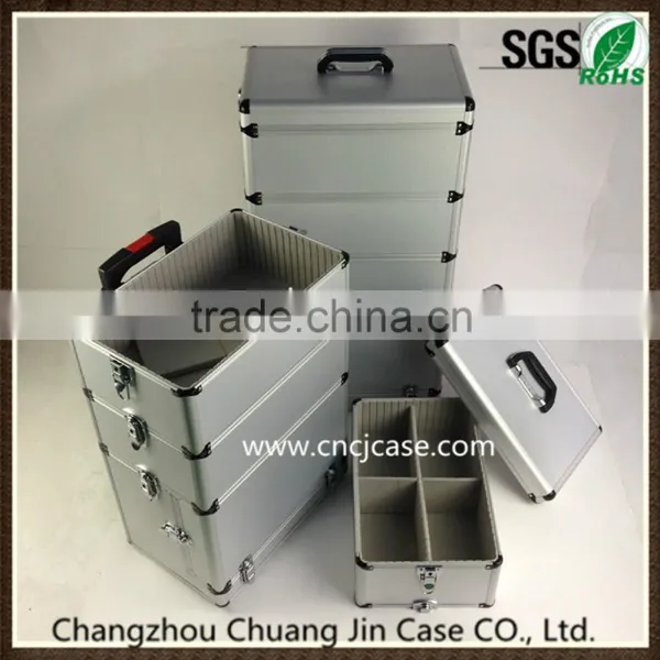 Professional Make up Barber Tool Trolley Case ABS Aluminum Tool Case With Wheel Quality Choice photo-6