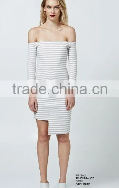 Stripe Print Dress Ladies Dress Elegant Casual Dress