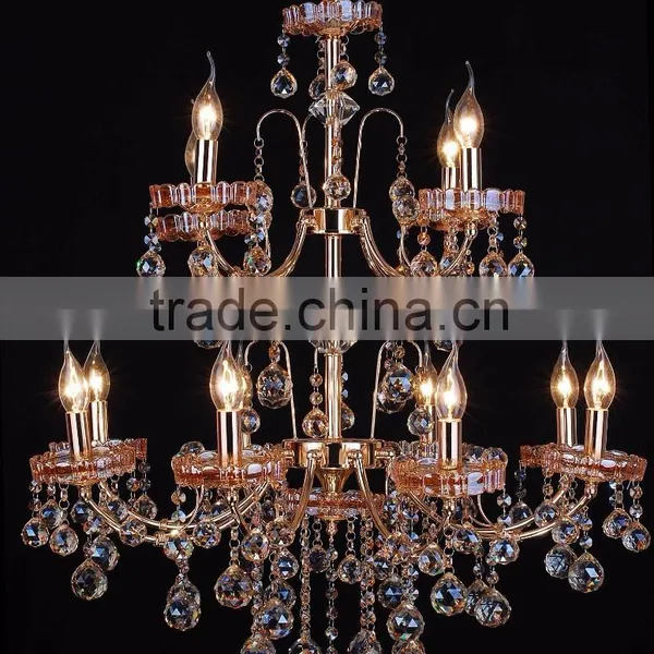 WD1822-3/5/8/8+4 Global Export Luxury Champagne Gold Iron K9 Crystal Chandelier photo-4